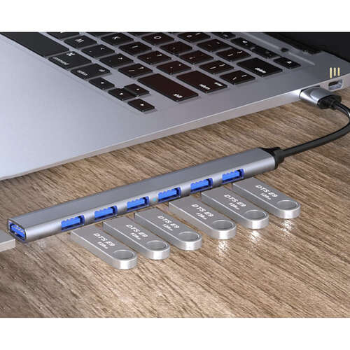 USB HUB – 1 prievadas 3.2 + 6 prievadai 2.0 Izoxis 24374