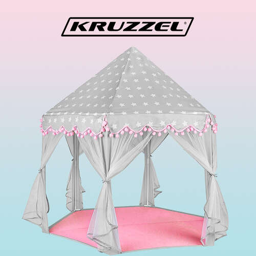 Vaikiška palapinė pilka ir rožinė Kruzzel 23476