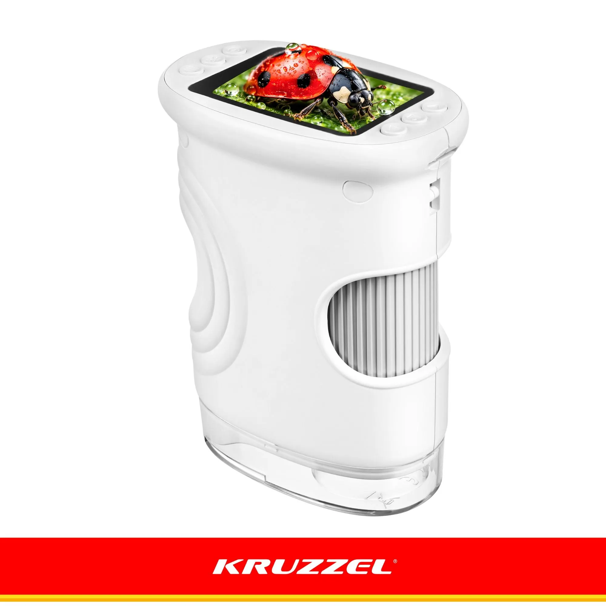 Дитячий цифровий кишеньковий мікроскоп Kruzzel 28318, 1000×, 2 Мп, IPS-екран 2", 8 LED, білий