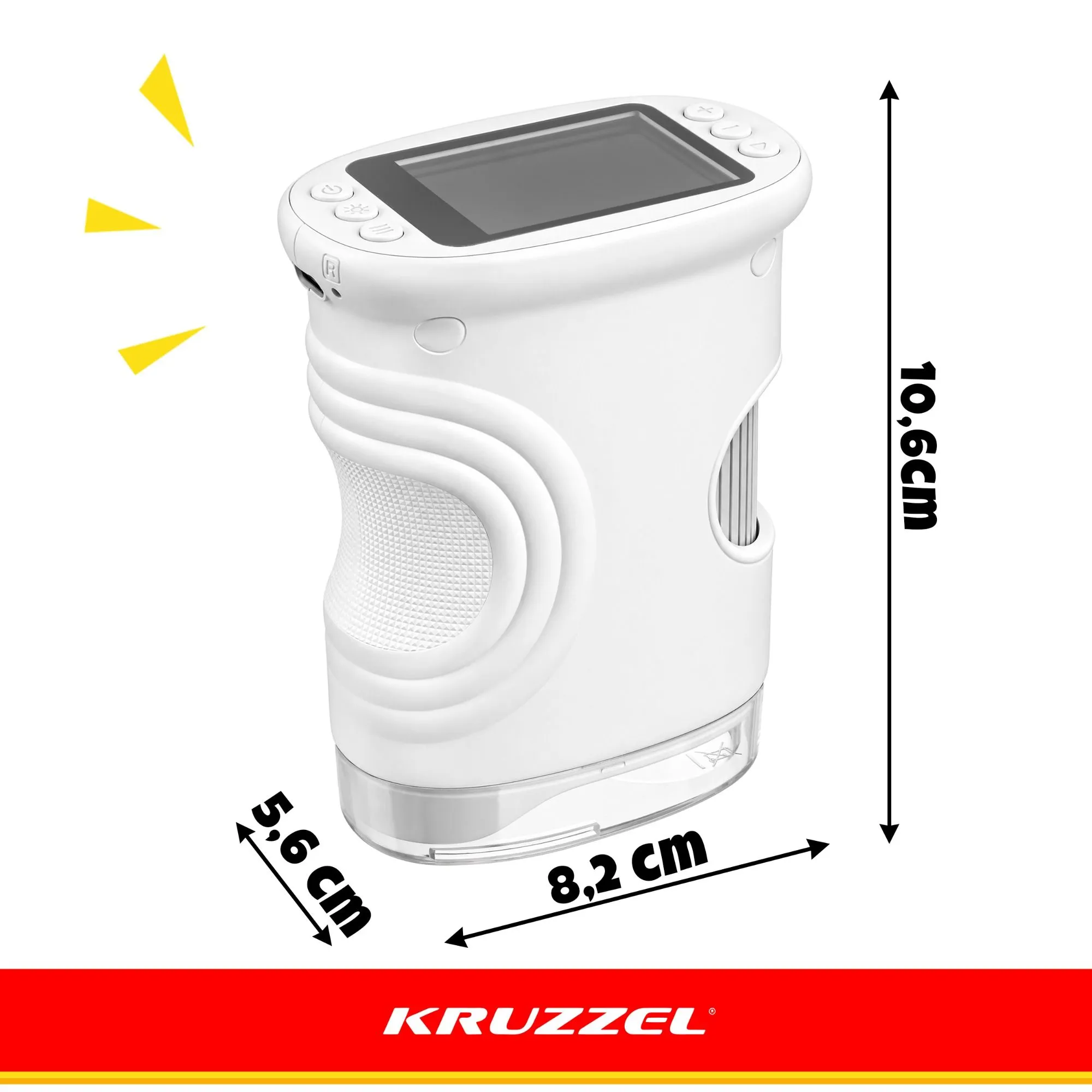 Дитячий цифровий кишеньковий мікроскоп Kruzzel 28318, 1000×, 2 Мп, IPS-екран 2", 8 LED, білий