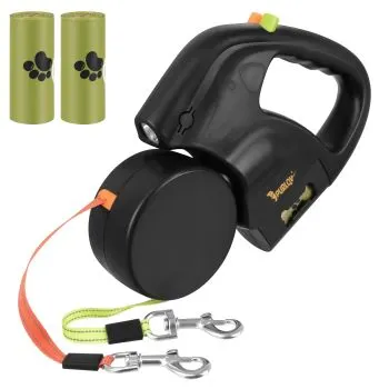 Automatický dvojitý vodítko s baterkou, 3 m, Purlov