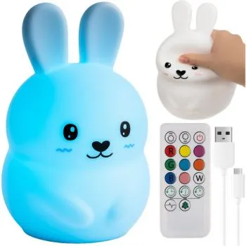 Lampka nocna RGB z pilotem - królik Izoxis 26204