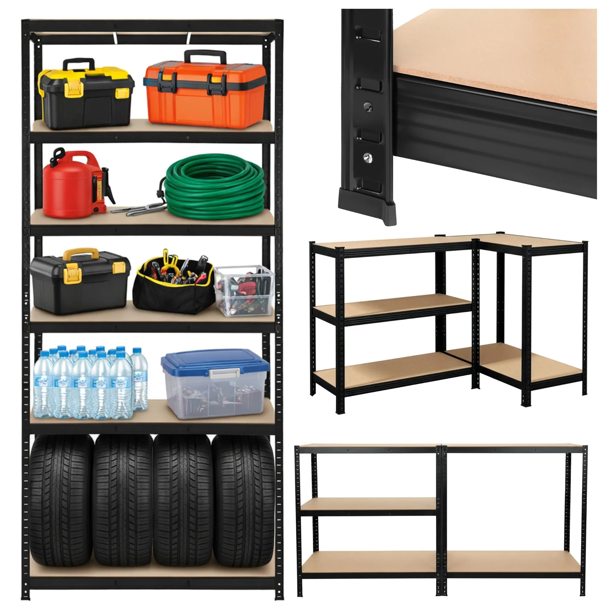 Étagère de rangement - noire 220 x 100 x 45 Bigstren