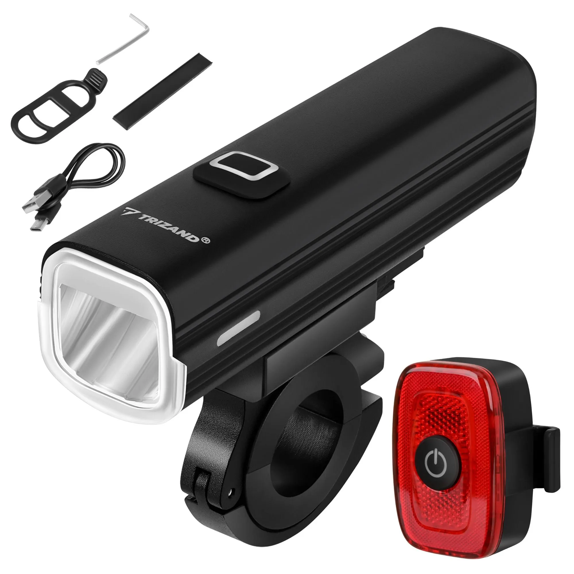 Trizand LED ciklo žibintas 1000lm + galinis žibintas 