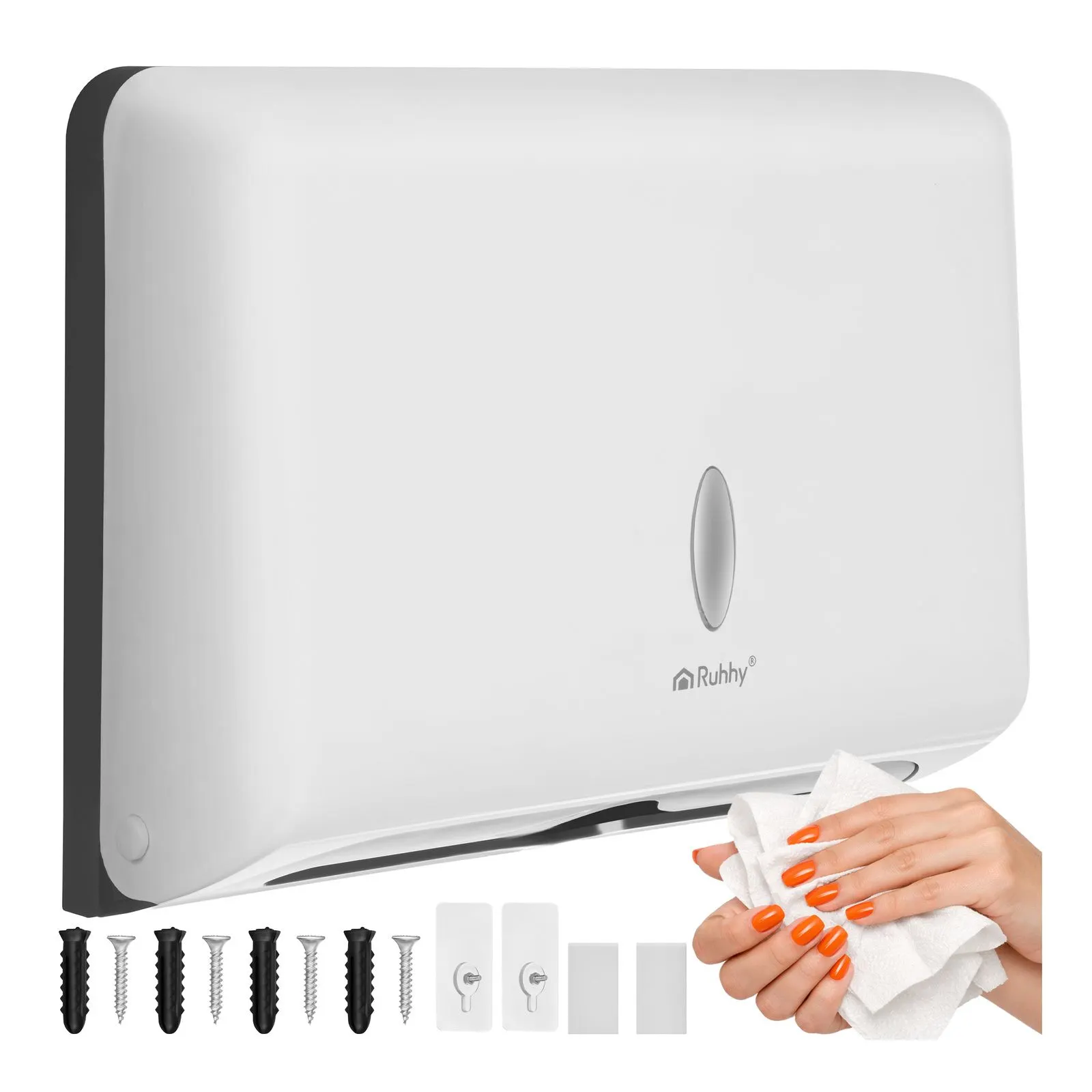 Distributeur d'essuie-mains en papier blanc Ruhhy