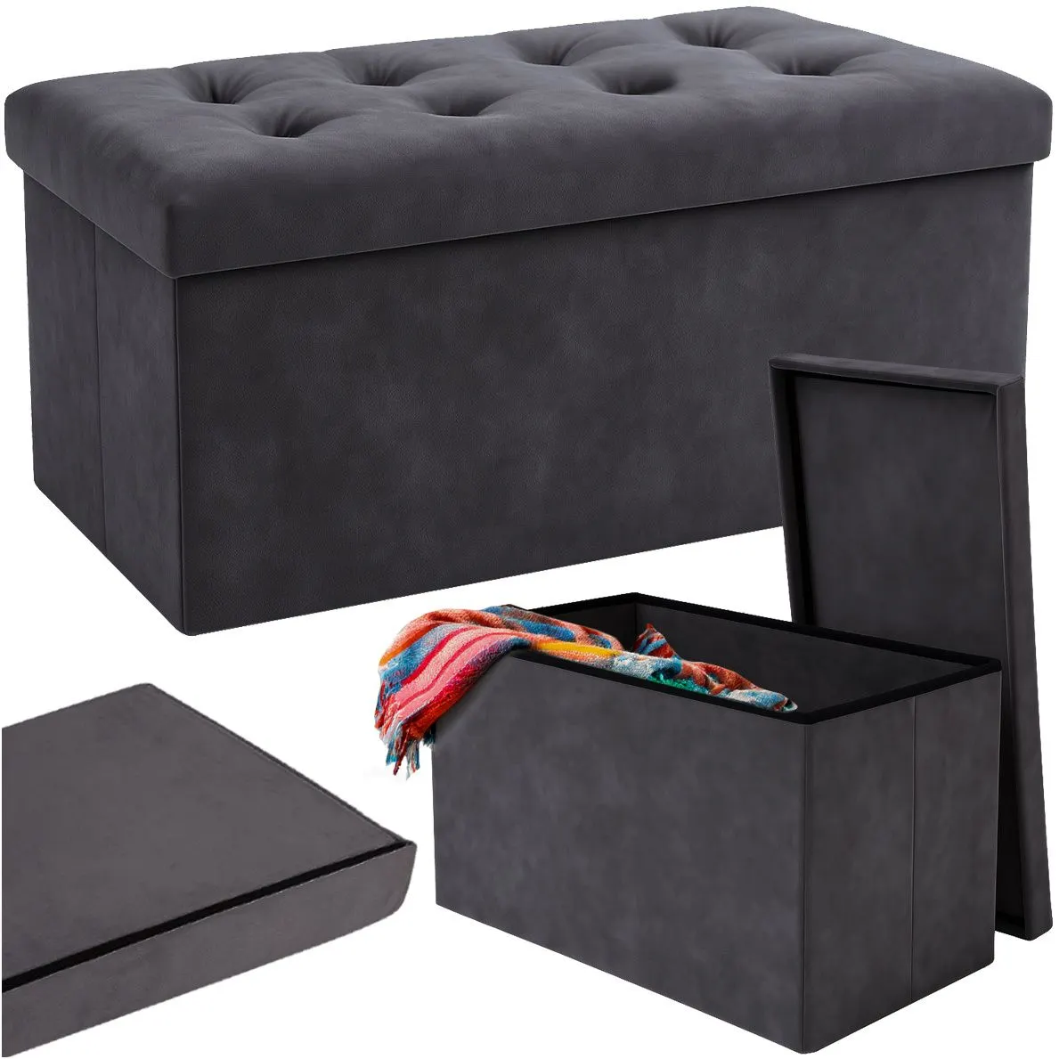 Pilkas veliūro pufas 76x38x38cm Ruhhy 26130