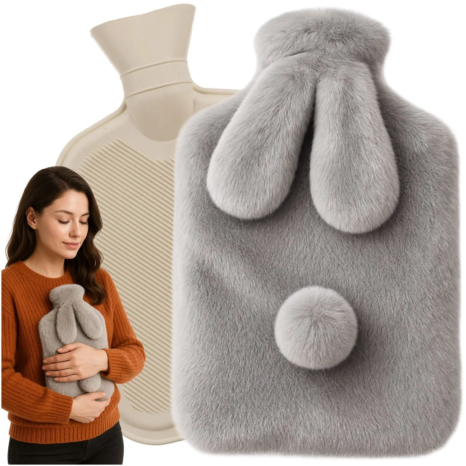 Bouillotte en caoutchouc dans une housse 1,8 L Ruhhy 26383