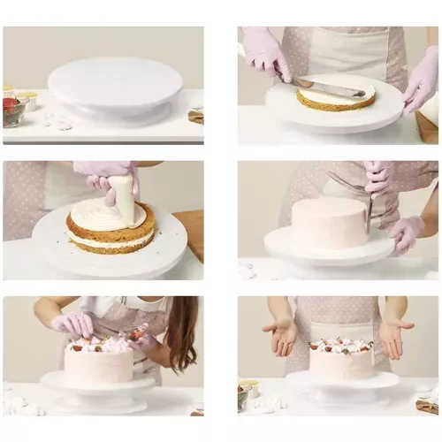 Вращающаяся тарелка + 3 лопаточки для украшения торта