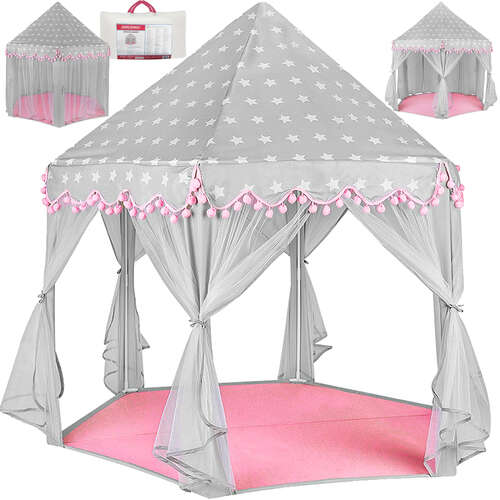 Детская палатка серо-розовая Kruzzel 23476