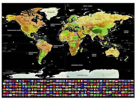 Карта мира - скретч-карта с флагами