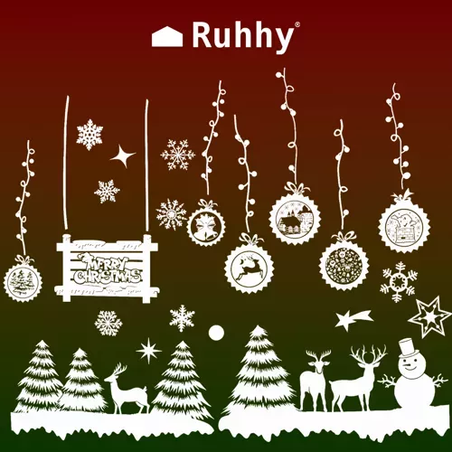 Рождественские наклейки на окна Ruhhy 22253