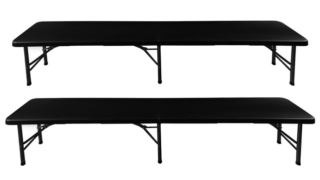 Стол садовый складной 180 см + 2 скамейки - черный